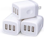 Usb Charging Plug, Wall Charger Adapter, 3PACK Universal Travel 3.1A 3MUTI Port. Fixed Price $18.38.