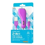 Reiko Super Fast 2-IN1 Usb Cable & Car Charger For Motorola Color Purple. Fixed Price $9.99.