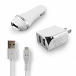 White Color 2.1A Car Charger Adapter + Wall Home 5FT Usb Cord Cable. Fixed Price $12.50.