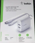 Belkin Boost Dual Wall Charger 24W Power Adapter Usb-a- Usb-c Cord. Fixed Price $22.00.