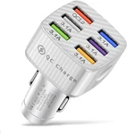 White Car Charger Adapter 6 Ports Usb Fast Charging Electronic Devices. Fixed Price $21.00.