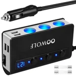 Oowolf 7 In 1 Cigarette Lighter Splitter With Jack, Quick Black-grey. Fixed Price $17.17.