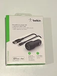 Belkin Usb-a Dual Car Charger 24W W/ Lightning (mfi-certified) Cable Black. Fixed Price $10.75.