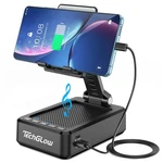 Techglow Foldable Cellphone Stand With Bluetooth Speaker Charging Function. Fixed Price $25.00.