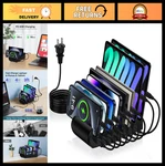 65W 8-PORT Usb Charging Station Dock For Multiple Devices Fast Charge Ipho. Fixed Price $33.99.