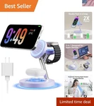 Elegant 3-IN-1 Mag-safe Charging Station For Iphone, Airpods, And Apple Watch. Fixed Price $39.99.