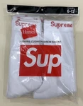 Supreme X Hanes Crew Socks White, 4 Pack, Size 6-12. Fixed Price $27.99.