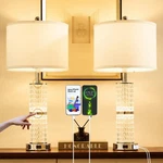 Saiweya Crystal Table Lamps Modern 3-WAY Dimmable Bedside With 2 Usb Por.... Fixed Price $136.27.