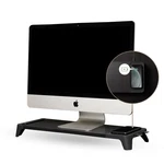 Pout E8 Wood Desk Monitor Computer Stand Riser Shelf + Usb Hub Qi Black. Fixed Price $75.68.