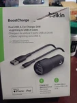 Belkin Usb-a Dual Car Charger 24W With Usb-c Cable Black (new/open Box). Fixed Price $9.86.