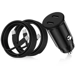 Usb Fast Car Charger, Dual Port Pd For Iphone To C, White. Fixed Price $10.70.