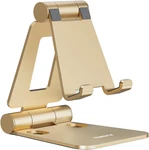 Nulaxy Dual Folding Cell Phone Stand, Fully Adjustable Foldable Desktop. Fixed Price $15.73.
