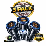 3 Pack 2 Usb Port Fast Car Charger Adapter For Iphone Samsung Android Cell. Fixed Price $11.66.