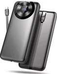 Portable Charger 10000MAH Power Bank High-speed Charging, Built Cable Blue. Fixed Price $29.99.