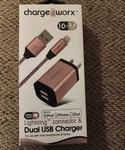 Chargeworx 10FT + Dual Usb Wall Charger 2.4A 2-PORT. Fixed Price $36.00.
