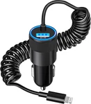 Mfi Certified Iphone Fast Car Charger, 6FT Lightning Coiled, Ceramic Black. Fixed Price $14.85.