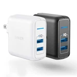 Usb Wall Charger Anker Dual Port 24W Adapter Poweriq Foldable Plug. Fixed Price $14.99.