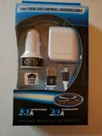 New Solaray 3 In 1 Dual Usb Car & Wall Charger With Micro Cable, White Blk. Fixed Price $7.99.