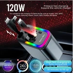 Usb Car Charger With Dual Retractable Type-c Cables Fast Charging Starry Light. Fixed Price $17.99.