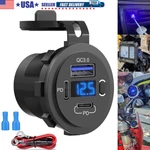 12-24V Dual Usb Quick 3.0 Port & Pd Car Charger Socket W/ Voltmeter. Fixed Price $10.22.