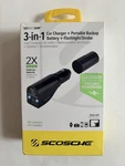 Scosche 3-IN-1 Car Charger + Portable Backup Battery Flashlight Black New. Fixed Price $22.88.