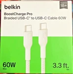Belkin 60W Probraided Boost Charging Wire To USB-C3.3FT,WHITE New. Fixed Price $15.99.