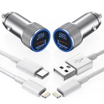 Iphone Car Charger, 2PACK 38W Dual Port Usb C+QC3.0 & A, Grey. Fixed Price $43.90.