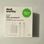 Deal Worthy 2 Pack Fast Home Charging Kit Usb-c 10 Ft White Chargers. Fixed Price $8.99.