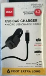 Usb Car Charger +micro Cable 6 Feet Rca New. Fixed Price $12.95.