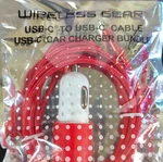 Wirelessgear Usb-c Car Charger & Cable Bundle Red/white Polka Dot, 5FT. Fixed Price $15.99.
