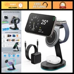 3-IN-1 Wireless Charging Station For Iphone, 15W Magnetic Qi Charger, Usb-c Adap. Fixed Price $49.99.