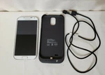 White Mini Samsung Galaxy S4 Android Smartphone With Merkury Case Usb Corb. Fixed Price $74.50.