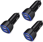 Car Charger For Iphone, 3PACK 2.4A Dual Port Fast Lighter Black. Fixed Price $16.46.
