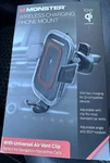 Monster 10W Qi Certified Wireless Charging Phone Holder Universal Car Vent Mount. Fixed Price $9.99.