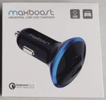 Maxboost Universal Usb Car Charger With Quick 2.0 Dual Port 24W Adapter. Fixed Price $8.00.