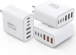 3 Pack 65W Gan Type Wall Charger BLOCK,6-PORT Fast Charging Block,pd White. Fixed Price $38.76.
