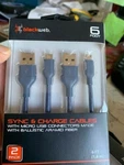 New Blackweb Sync & Charger Cable, Micro Usb, And Usb-c Dual Port Car. Fixed Price $12.99.