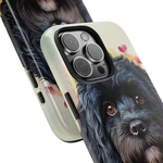 Black Cavapoo Dog Phone Case - Glossy Finish, Shockproof, Wireless Charging. Fixed Price $27.99.