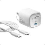 Anker 25W Usb Charger Block, Compact And Foldable, 1PACK With Cable, White. Fixed Price $21.99.