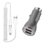 Car Charger 36W Fast 2-PORT Usb Coiled Cable Type-c Quick For Phones & Tablets. Fixed Price $21.10.