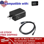 5V 2A 1A Micro Usb Adapter For Consumer Cellular Link,link Ii 2,TANDEM T:slim X2. Fixed Price $9.95.