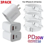 3PACK 20W Pd Fast Charger For Iphone 11 12 13 14 Pro Max Xs Xr 6 7 8 Plus Cable. Fixed Price $16.30.