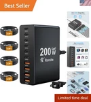 10 Port Usb Fast Charging Station With 4 Cables - Black. Fixed Price $40.99.