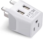 Ceptics Uk Travel Adapter Plug - With 2 Usb + Usa Socket Input White Gray. Fixed Price $23.28.