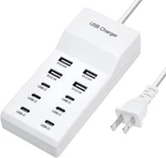 Usb Fast Charger 10-PORT Portable Charging Station For Multiple Devices Dock. Fixed Price $19.79.