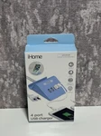 Ihome Universal 4 Port Usb Charger + Stand Nib Rapid Blue. Fixed Price $11.99.