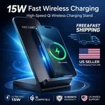 Wireless Fast Charger Charging Stand Dock For Samsung Galaxy Iphone Mobile. Fixed Price $12.45.