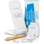 E-art 15W Foldable Wireless Fast Charger With Wall And Stylus Pen, White. Fixed Price $14.99.