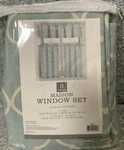 Maison Geometric Kitchen 3 Piece Window Curtain Set- Green (2 TIERS/1 Balance). Fixed Price $19.99.