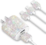 Bling Usb Wall Charger With Charging Cable,fast Block For Iphone ANDROID,3 1. Fixed Price $24.79.